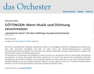 das Orchester: GÖTTINGEN: Wenn Musik und Dichtung verschmelzen